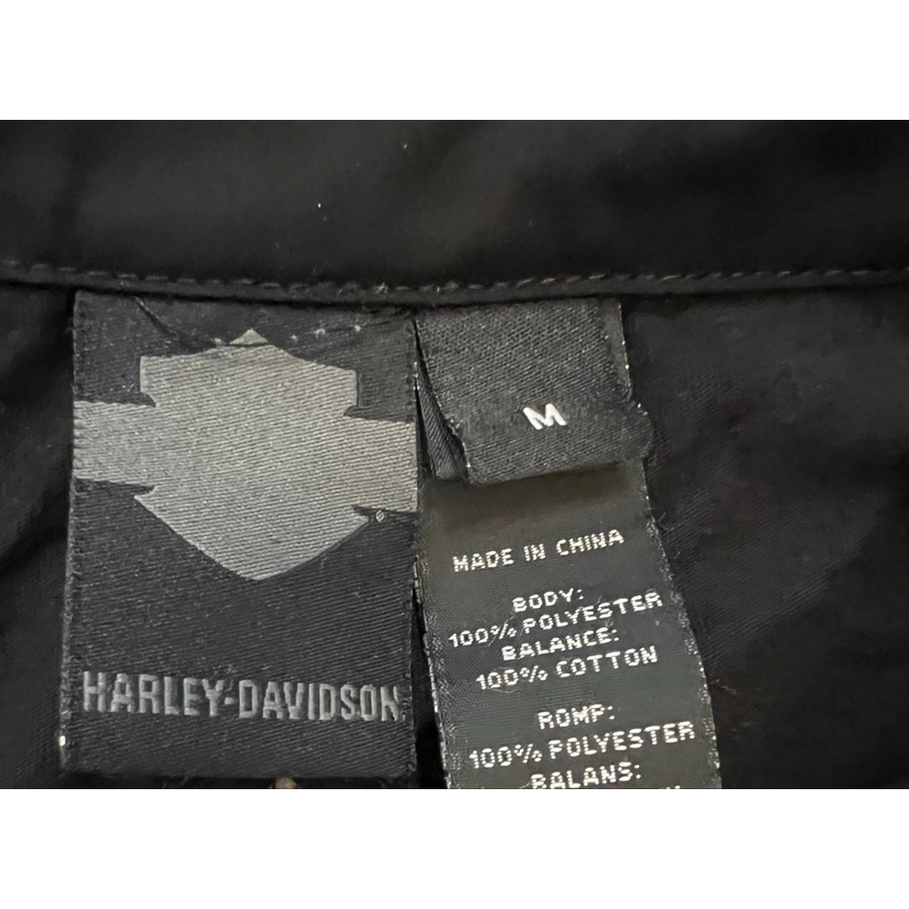 HARLEY DAVIDSON Top Women’s Medium Black Button Up Semi Sheer Shirt M - Picture 8 of 9